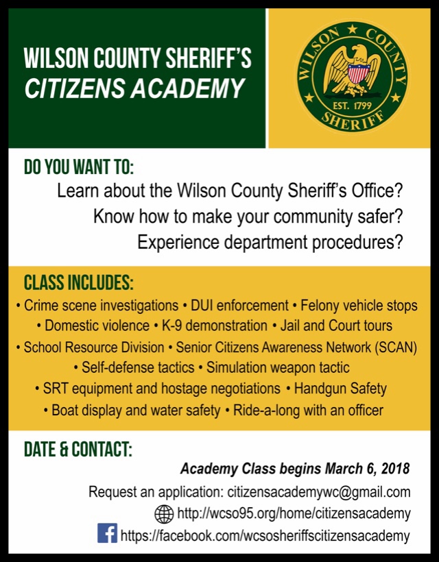 WCSO To Start Accepting Applications For Sheriff’s Citizens Academy ...